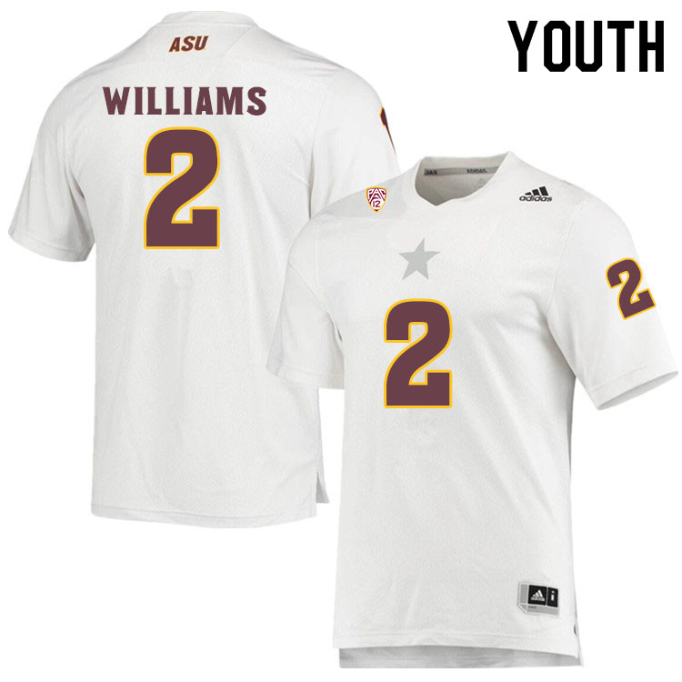 Youth #2 Jaydon WilliamsArizona State Sun Devils College Football Jerseys Sale-White - Click Image to Close